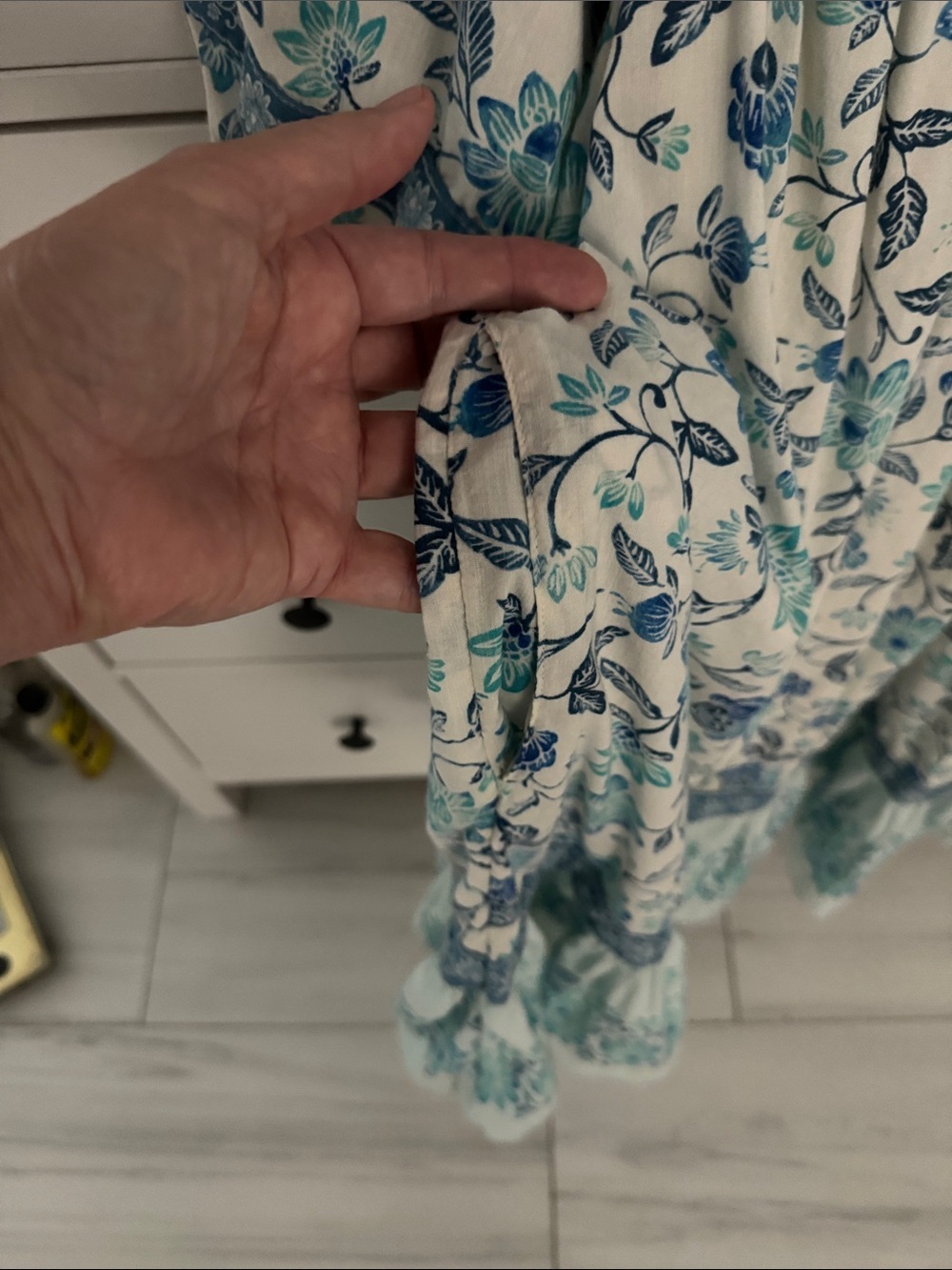 Floral Tiered Boho Dress in Light Blue - Picture 6 of 9
